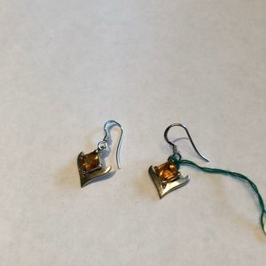 Silver and Citrine drop earrings